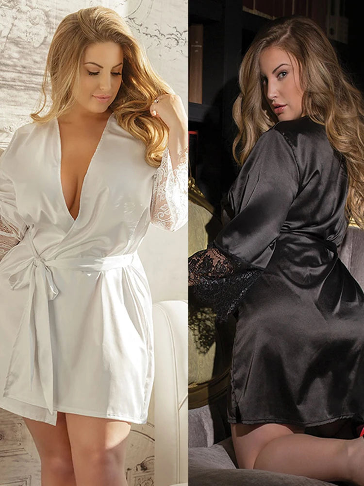 Fashion Women Sexy Silk Dressing Lace Belt Bath