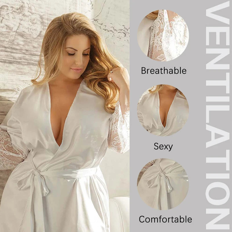 Fashion Women Sexy Silk Dressing Lace Belt Bath