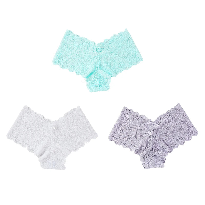 3pcs Sexy Lace Transparent Panties Women