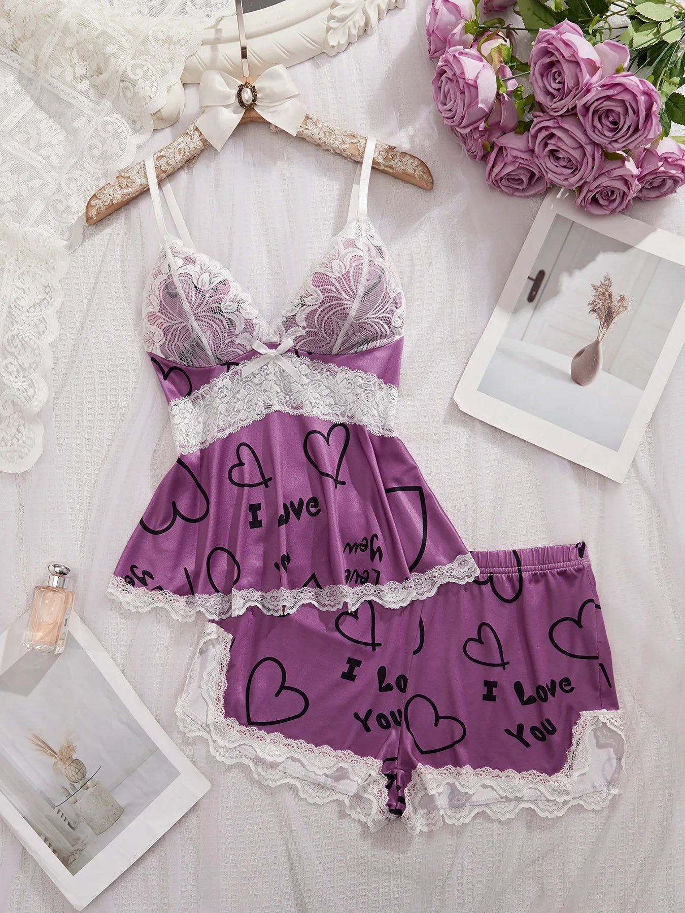 Lace Splicing Printed Loungewear