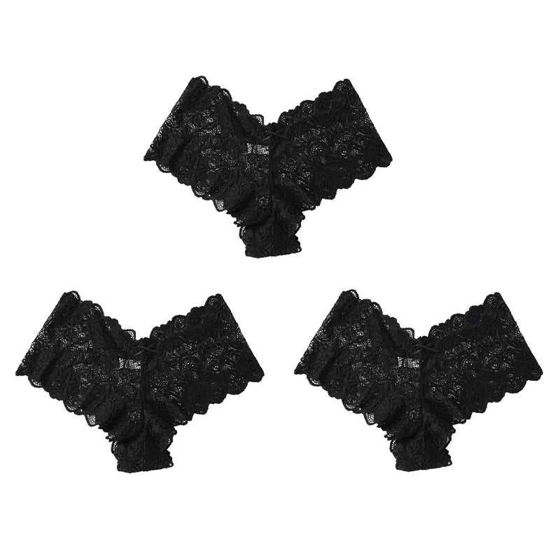3pcs Sexy Lace Transparent Panties Women