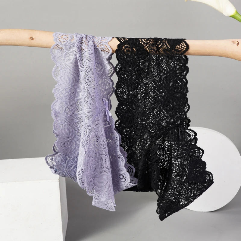 3pcs Sexy Lace Transparent Panties Women