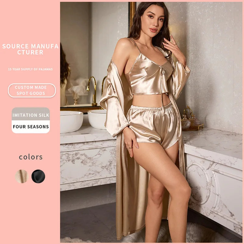3PCS Sexy Women Pajamas Ladies Nightgowns n Robe