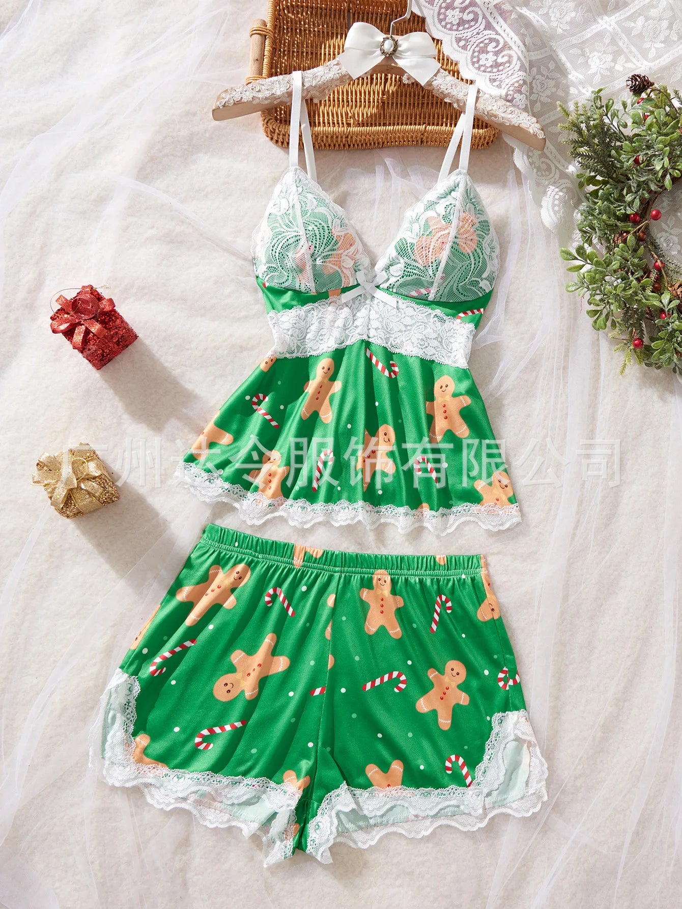 Lace Splicing Printed Loungewear