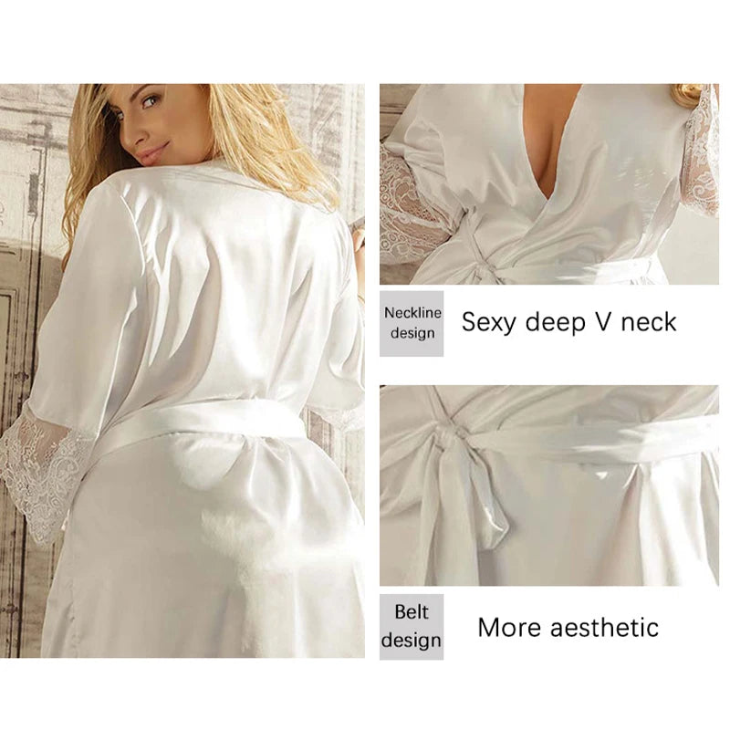 Fashion Women Sexy Silk Dressing Lace Belt Bath