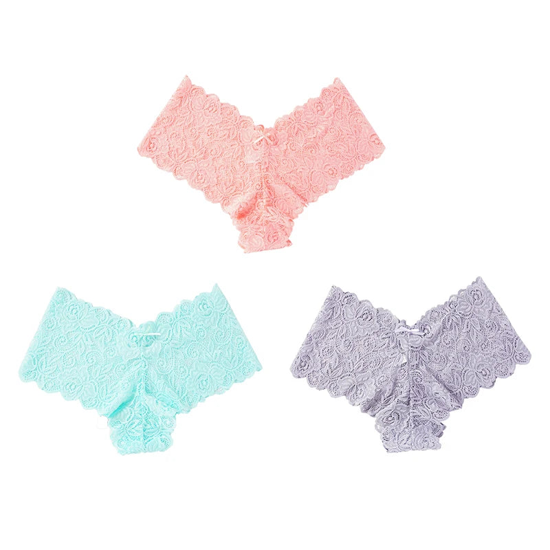 3pcs Sexy Lace Transparent Panties Women