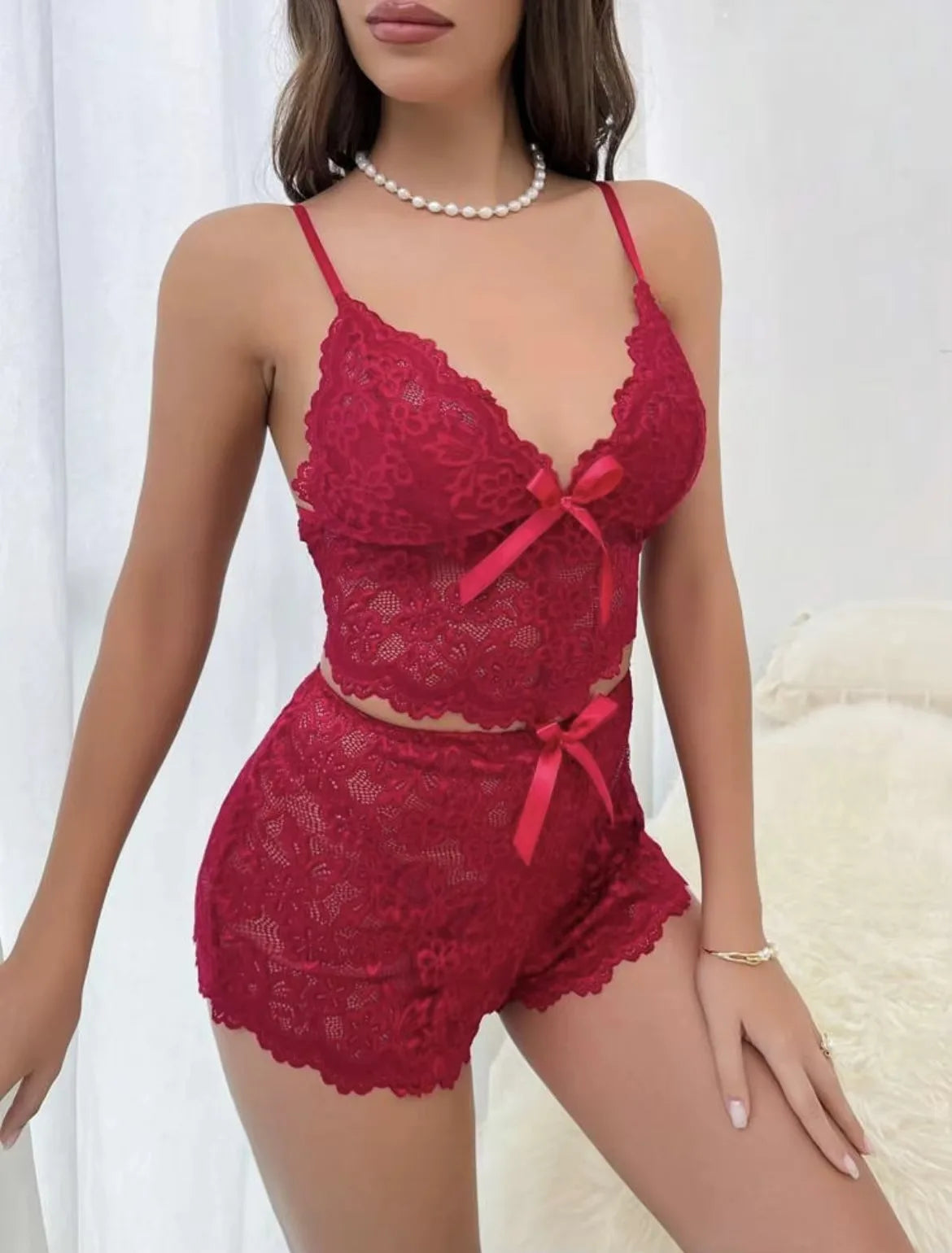 2 Pcs Set Lace Nightgown Women
