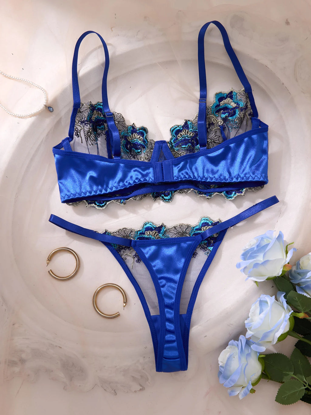 A set of sexy blue lingerie