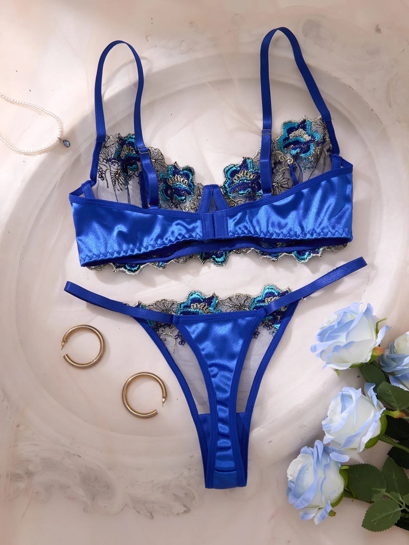 A set of sexy blue lingerie