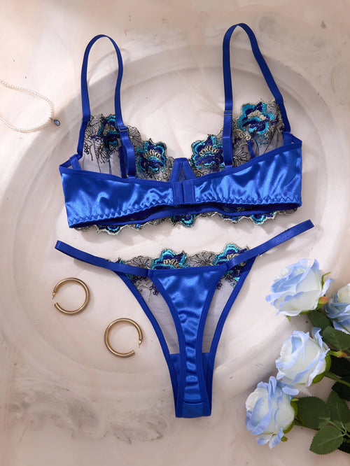 A set of sexy blue lingerie