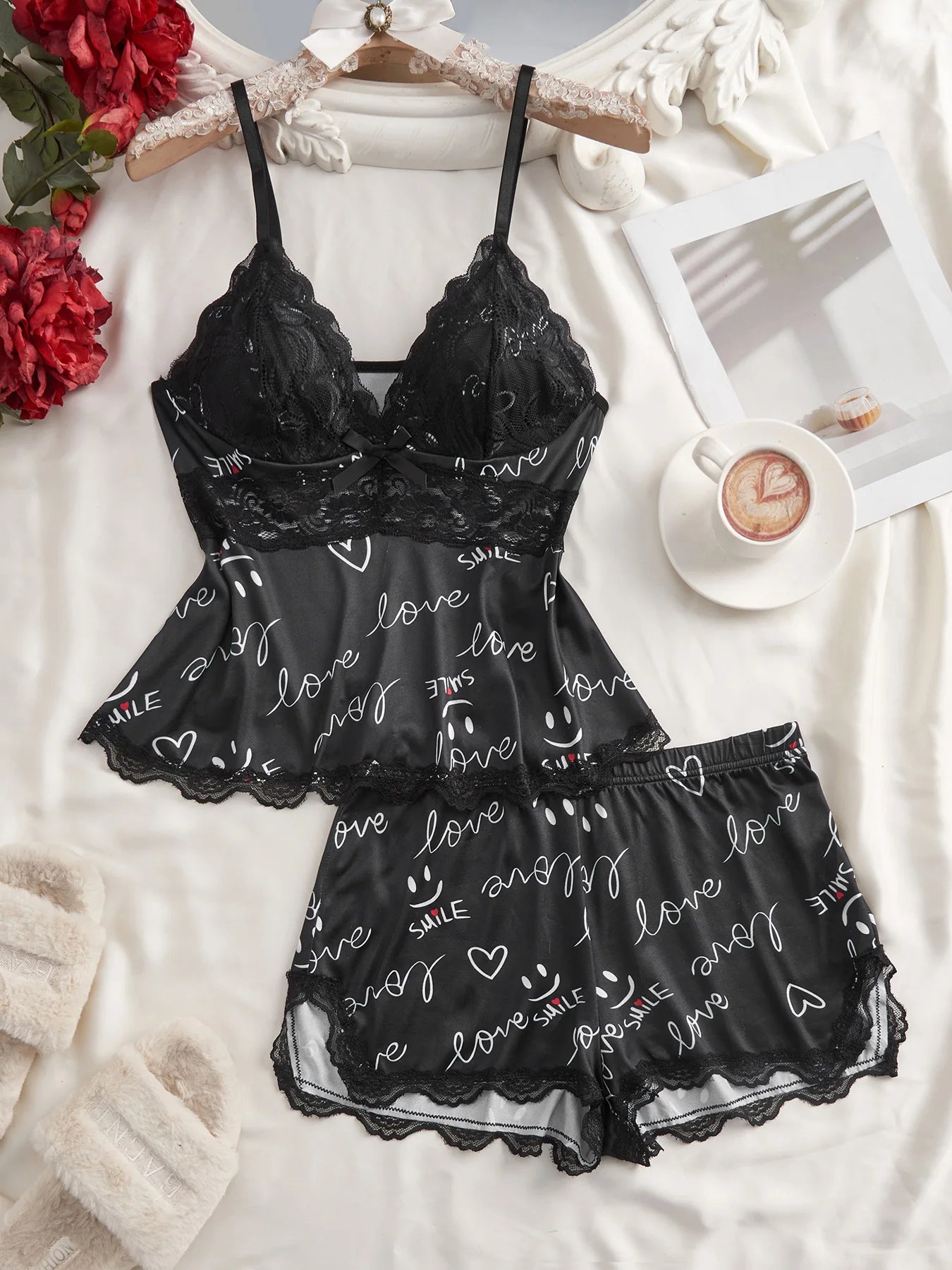 Lace Splicing Printed Loungewear