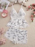 Lace Splicing Printed Loungewear