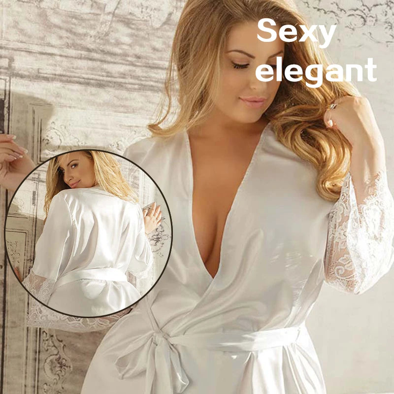 Fashion Women Sexy Silk Dressing Lace Belt Bath