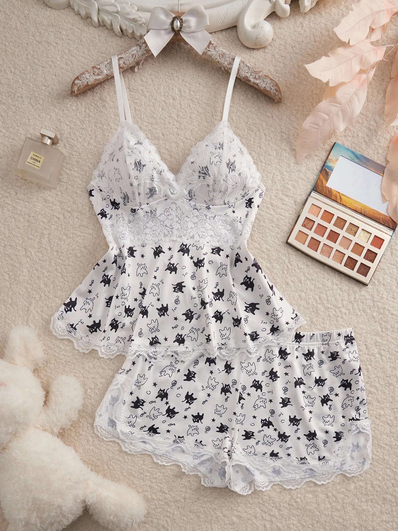 Lace Splicing Printed Loungewear