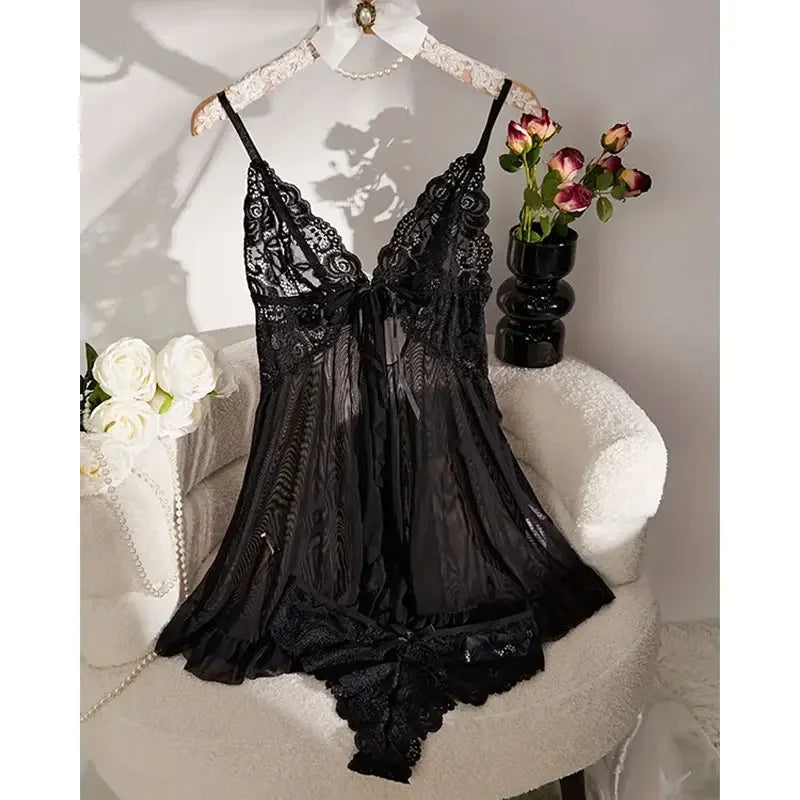 Summer Soft Sheer Nighty Pajamas Nightgowns Dark Green
