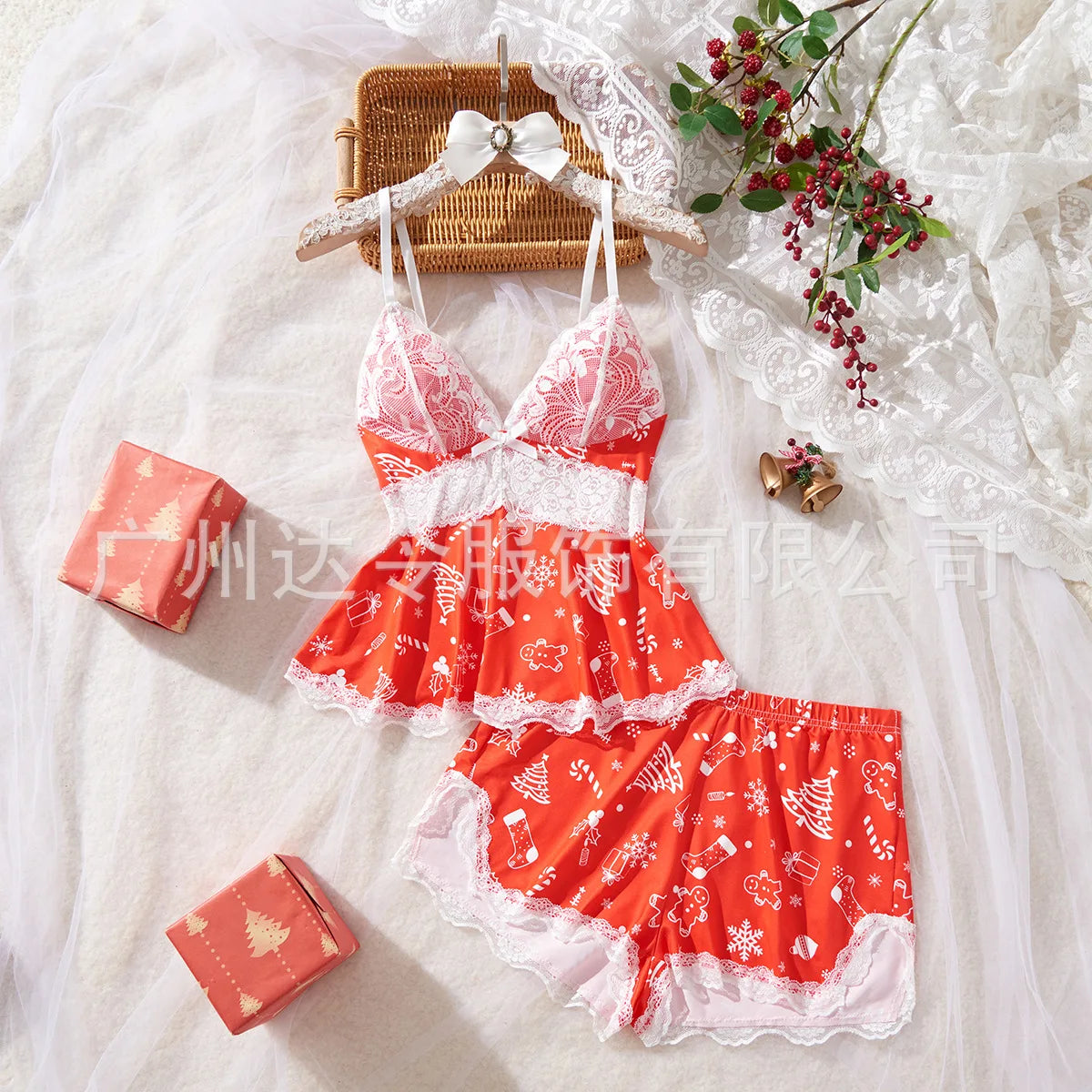 Lace Splicing Printed Loungewear